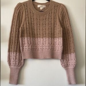 Saltwater Luxe|Two-Tone Knit Sweater in Pink and Tan|Small|GUC